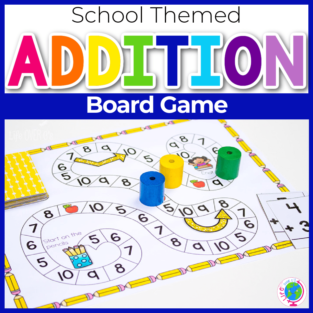 Addition to 10 Board Game: School Theme