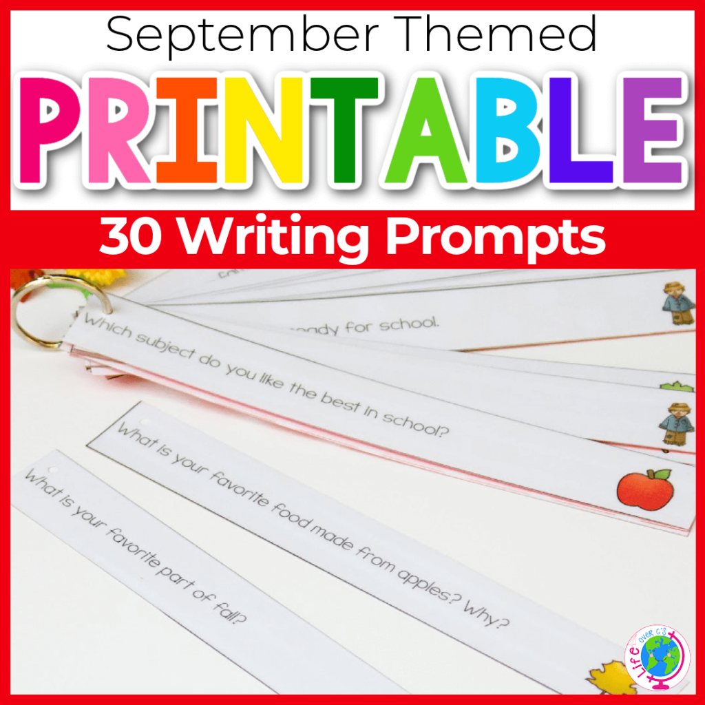 30 writing prompts for kindergarten for September.