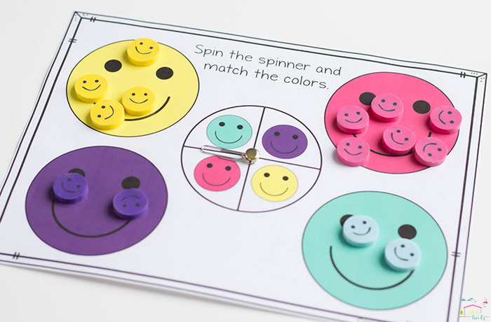 Smiley face math activities with mini erasers