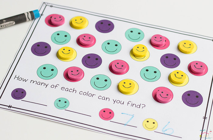Smiley face counting math activity