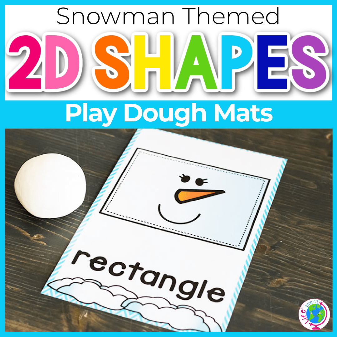 2D Shape Play Dough Mats: Winter Snowman
