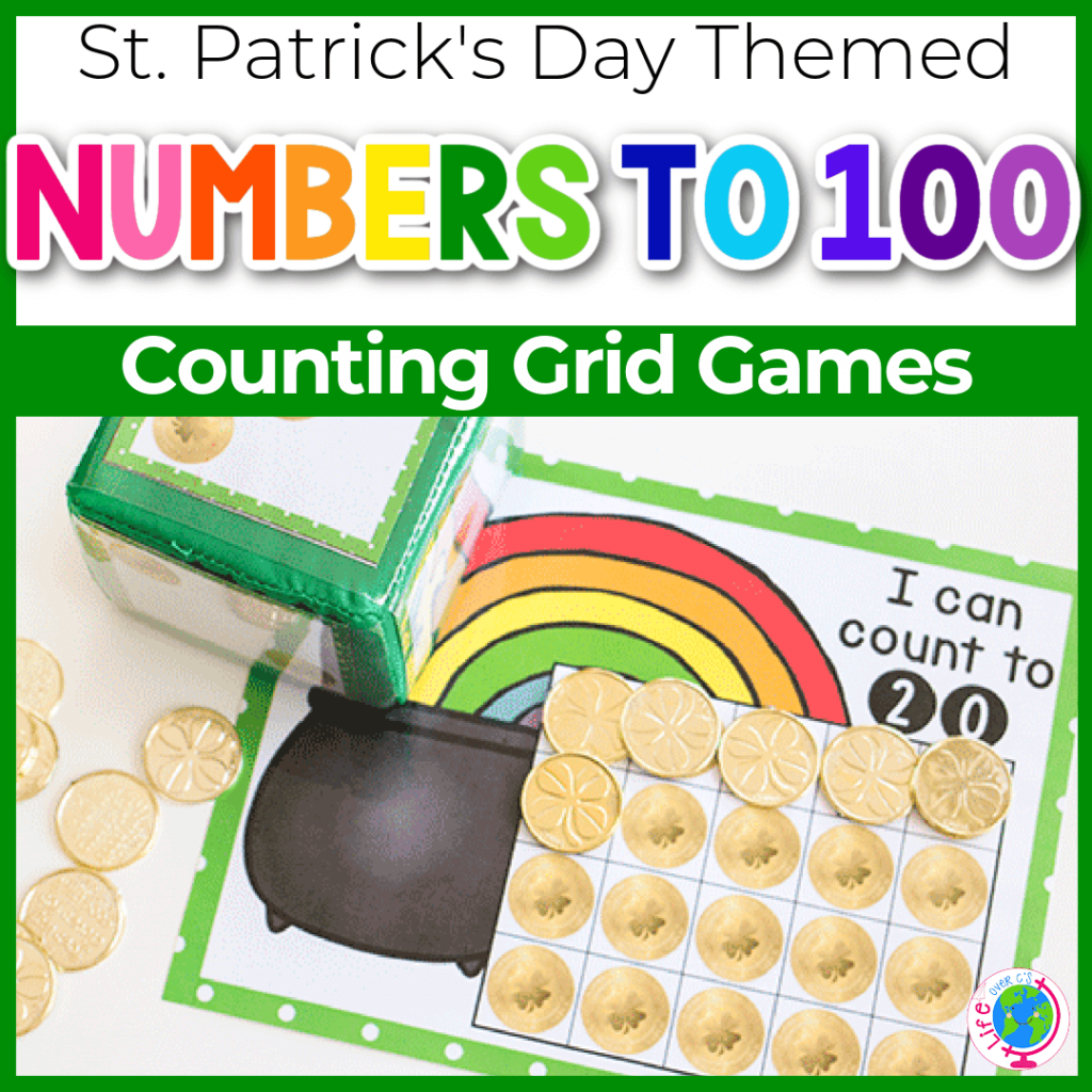 St. Patrick's Day counting grid games with numbers 1-100