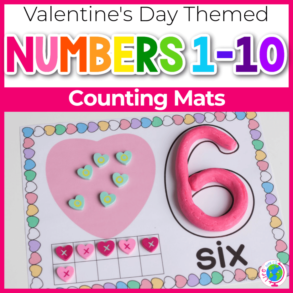 Valentine's Day counting mats with numbers 1-10