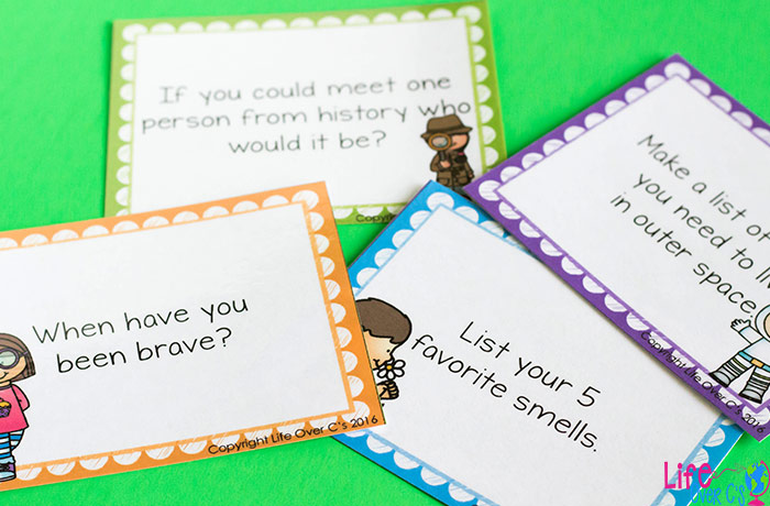 Writing prompt cards for kids