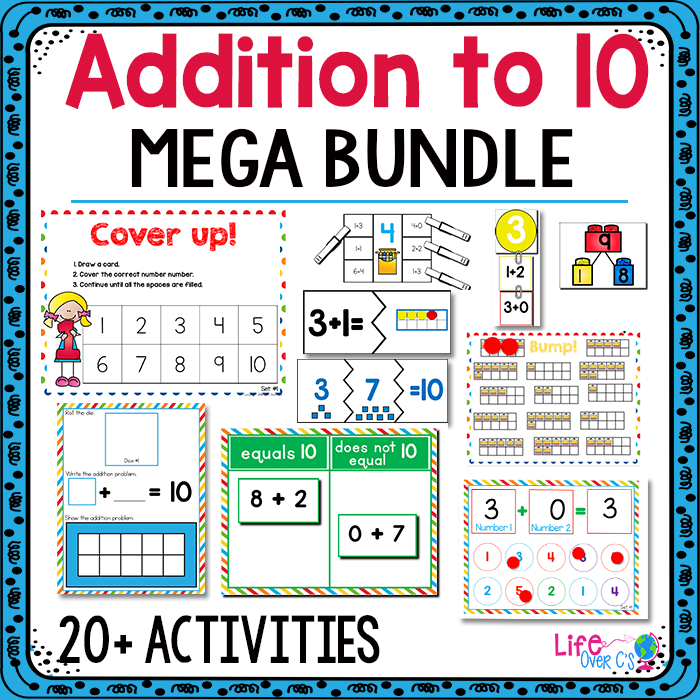 Addition to 10 mega bundle activities for preschool kindergarten