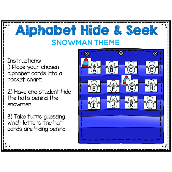 Snowman alphabet "hide and seek" game