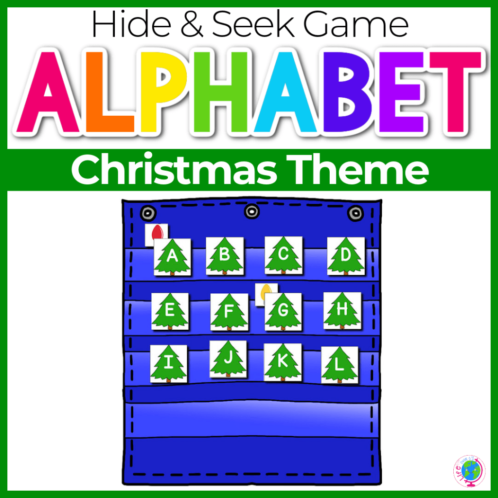 Alphabet hide and seek game with Christmas theme