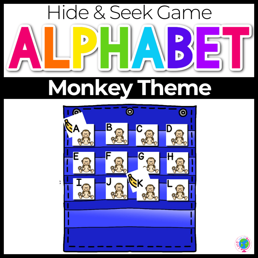 Alphabet hide and seek game with monkey theme