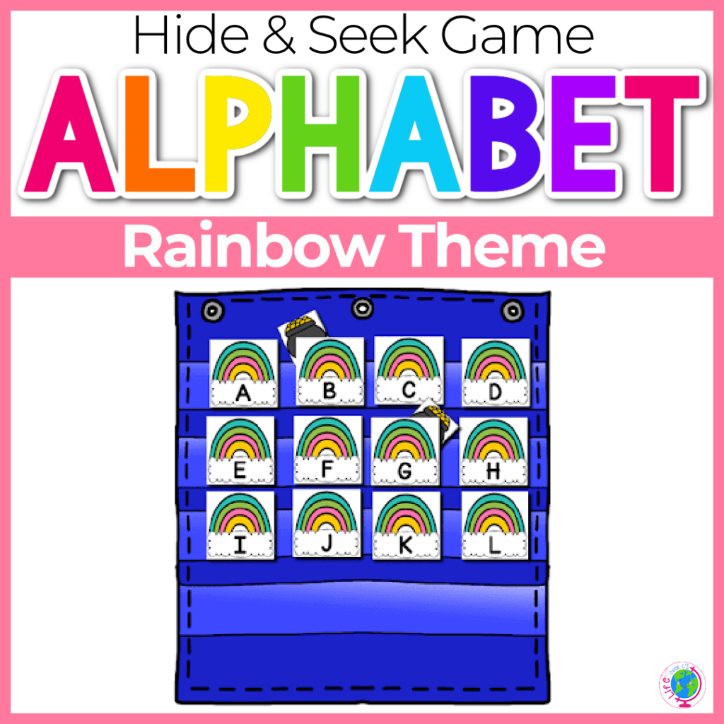 St. Patrick's Day Rainbow and pot of gold alphabet hide & seek game