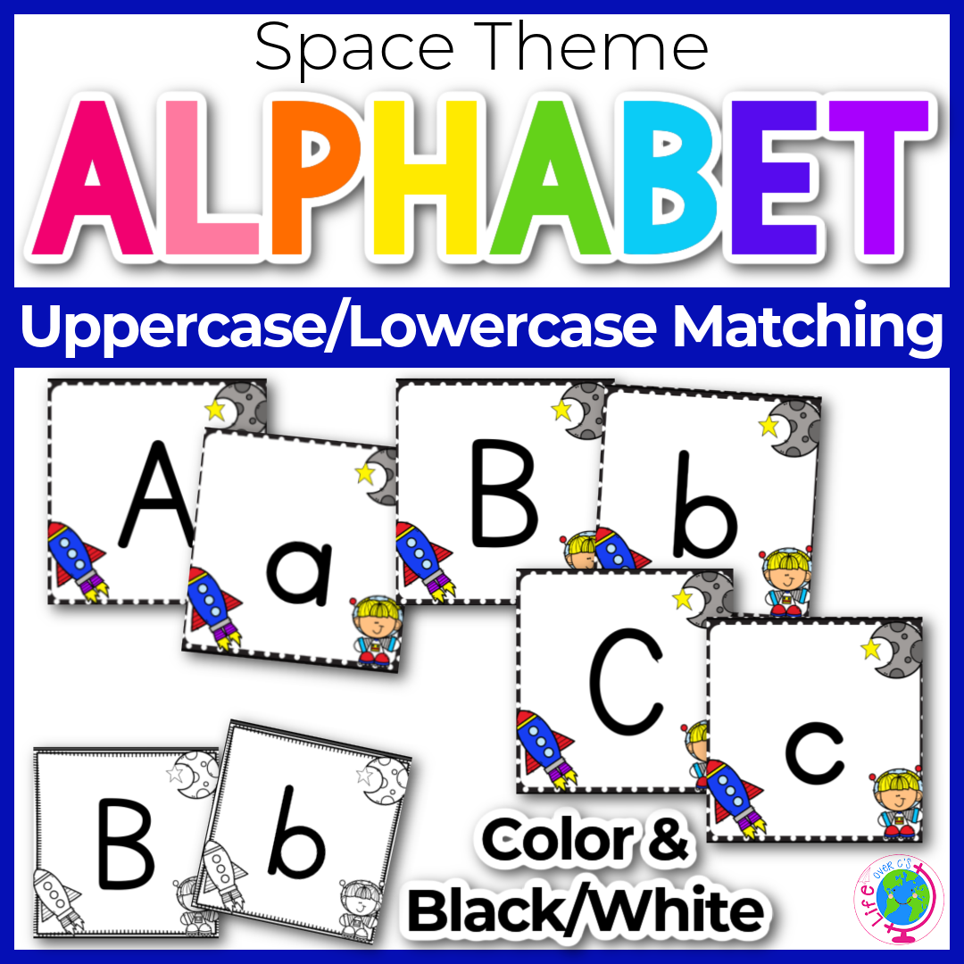 Space theme alphabet matching game