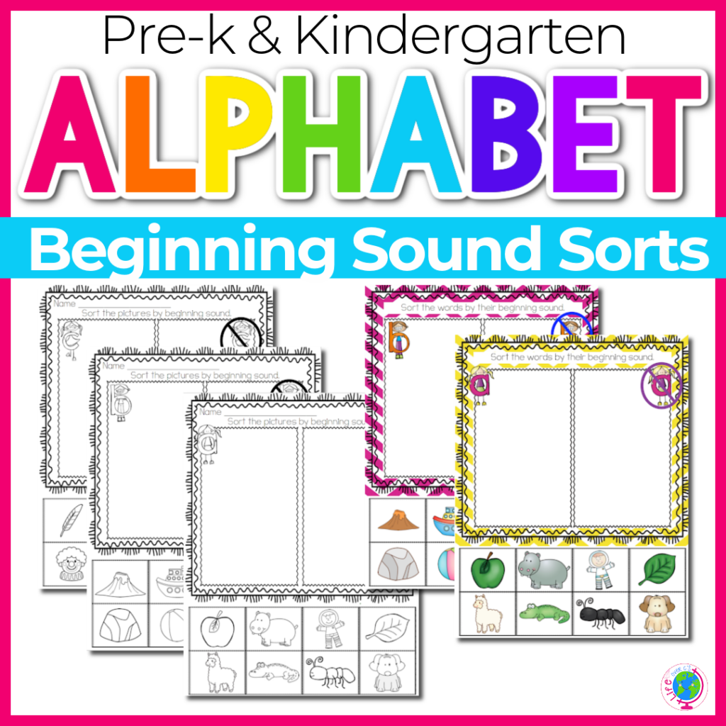 Alphabet activities with beginning sound sorts