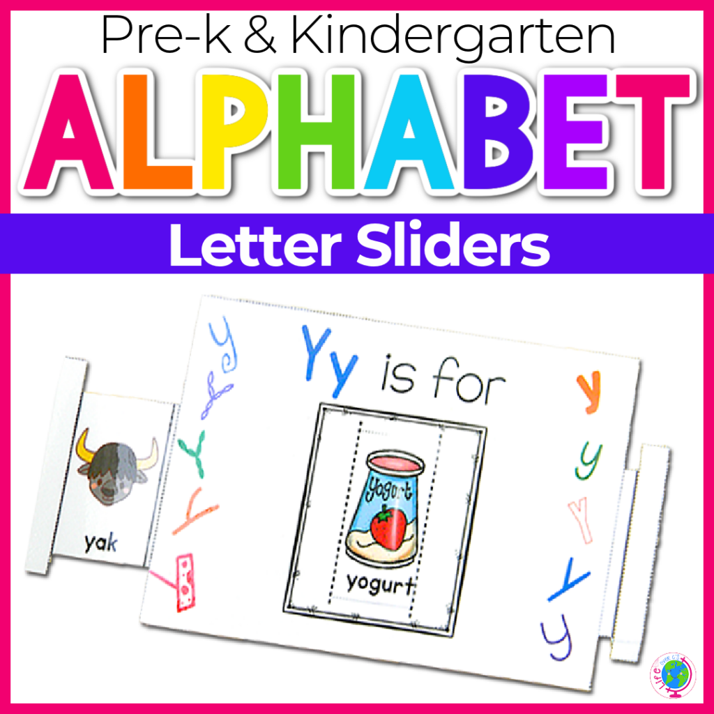 PreK and kindergarten alphabet letter sliders