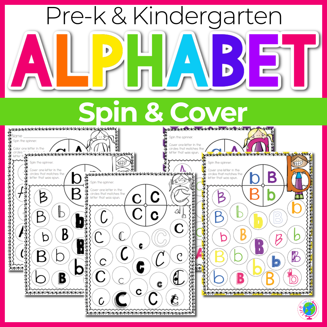 Alphabet spin and cover prek and kindergarten literacy activity