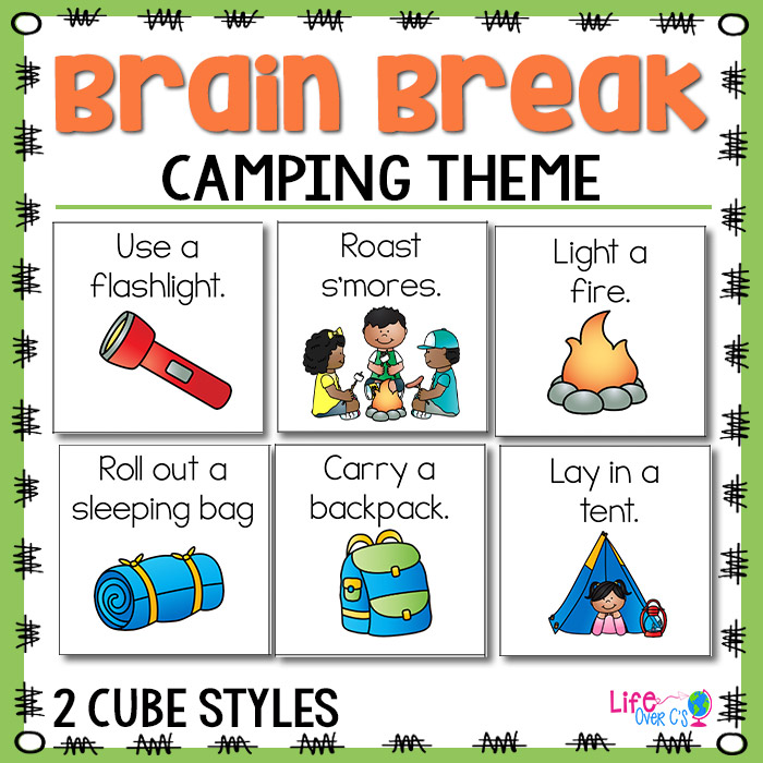 Brain break activities with summer camping theme