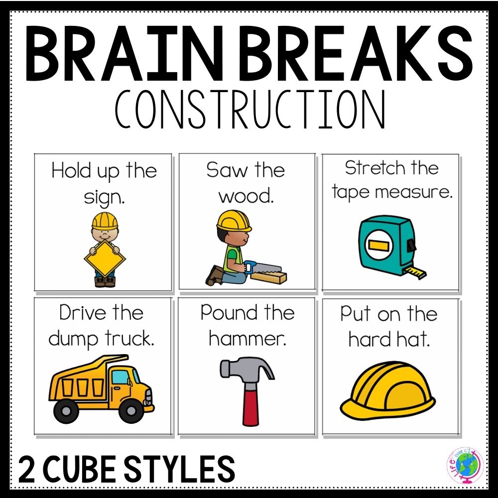 Brain break activities with construction theme