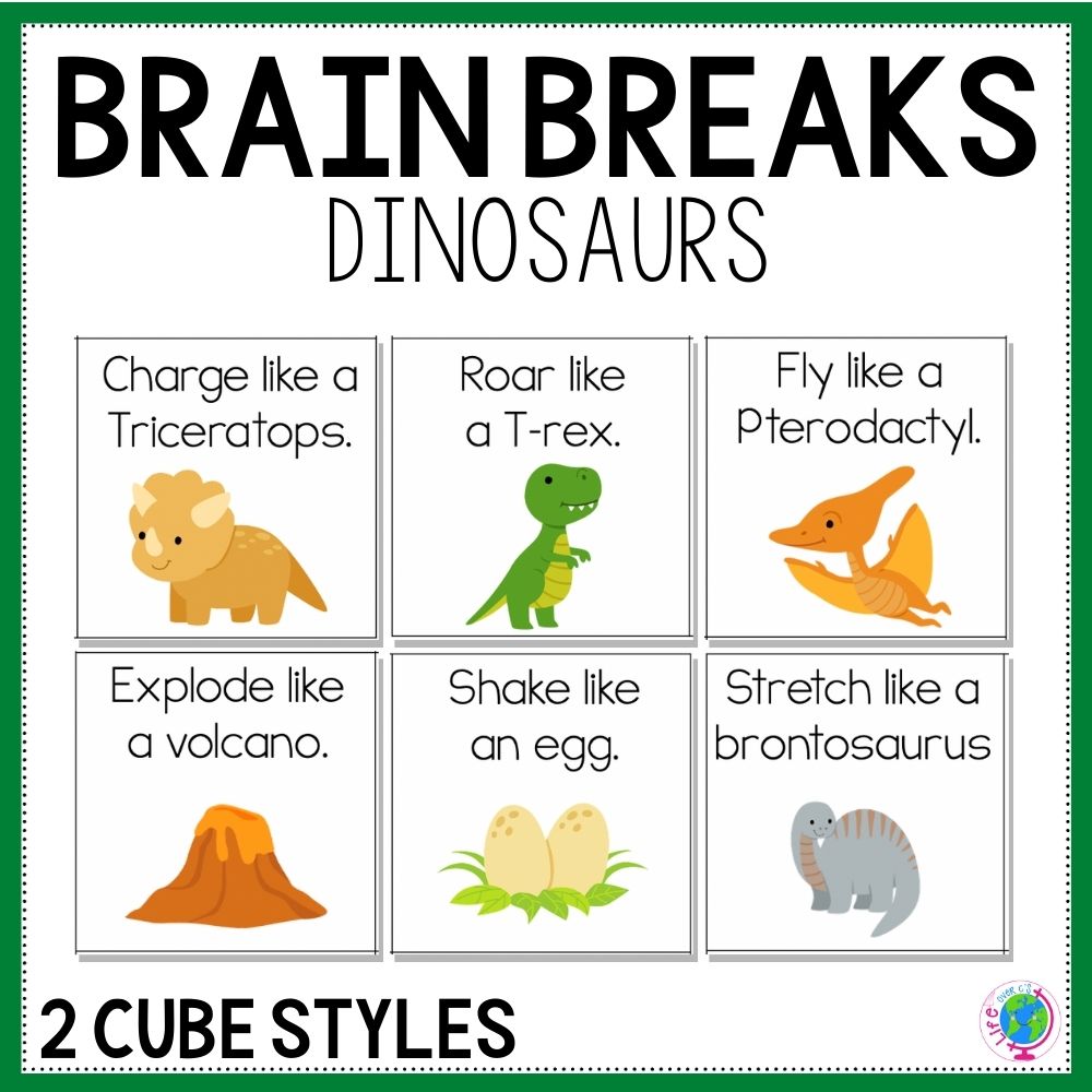 Brain Break Dice: Dinosaur