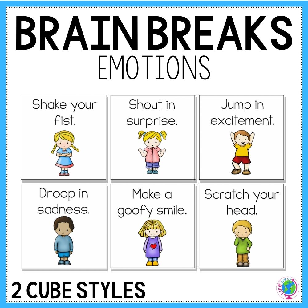 Brain break activities cube with emotions theme