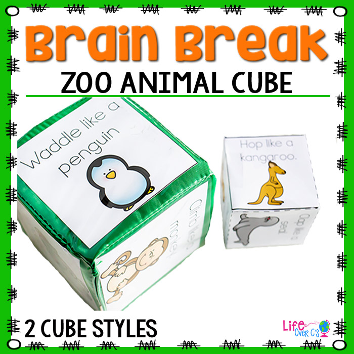 Brain break zoo animal cube