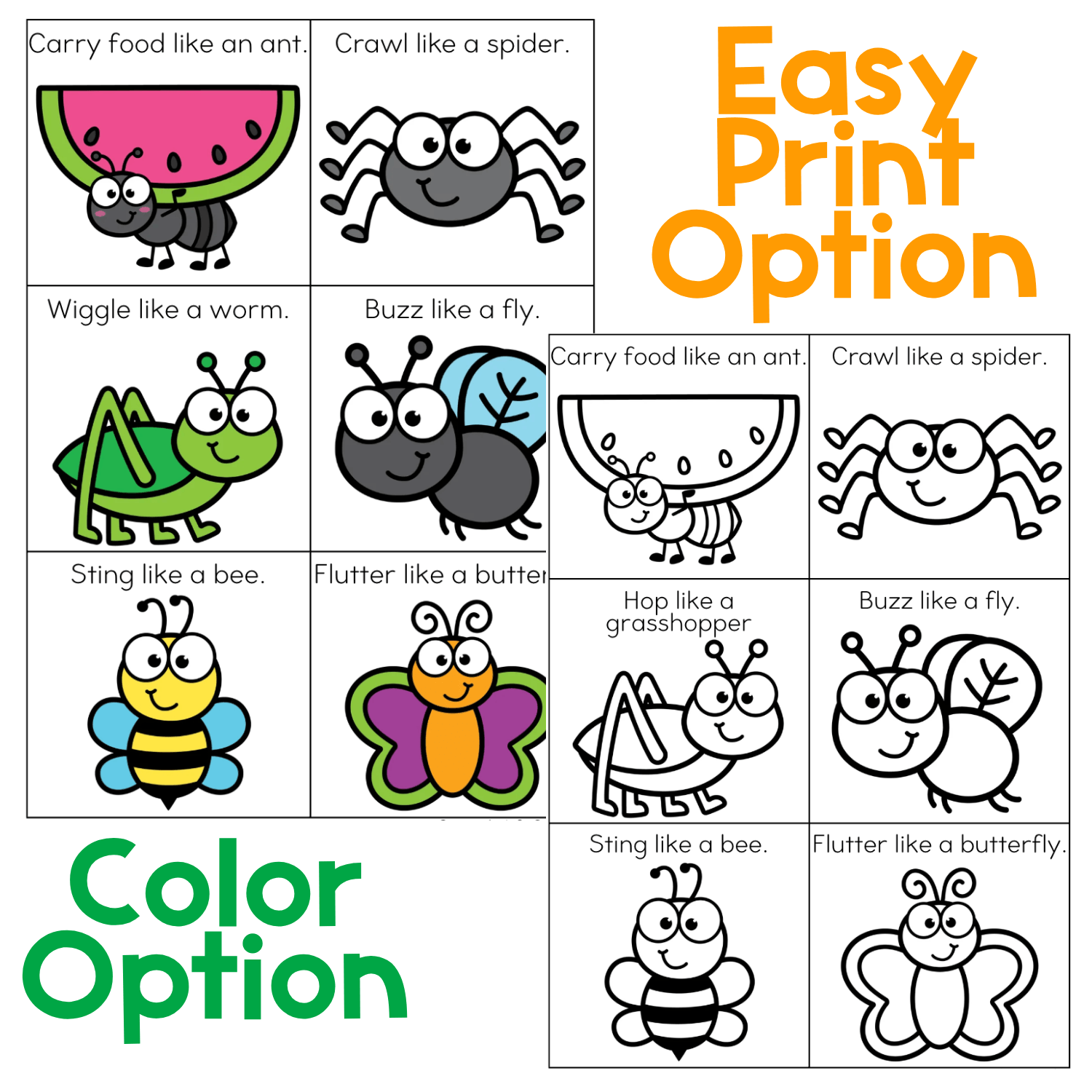 Brain break activities with insect animal theme