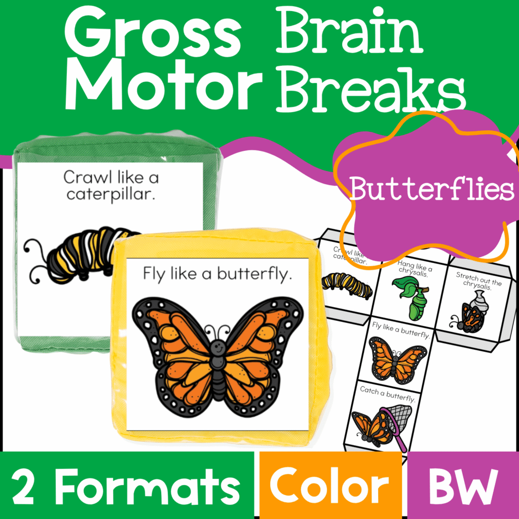 Brain break ideas with butterflies theme