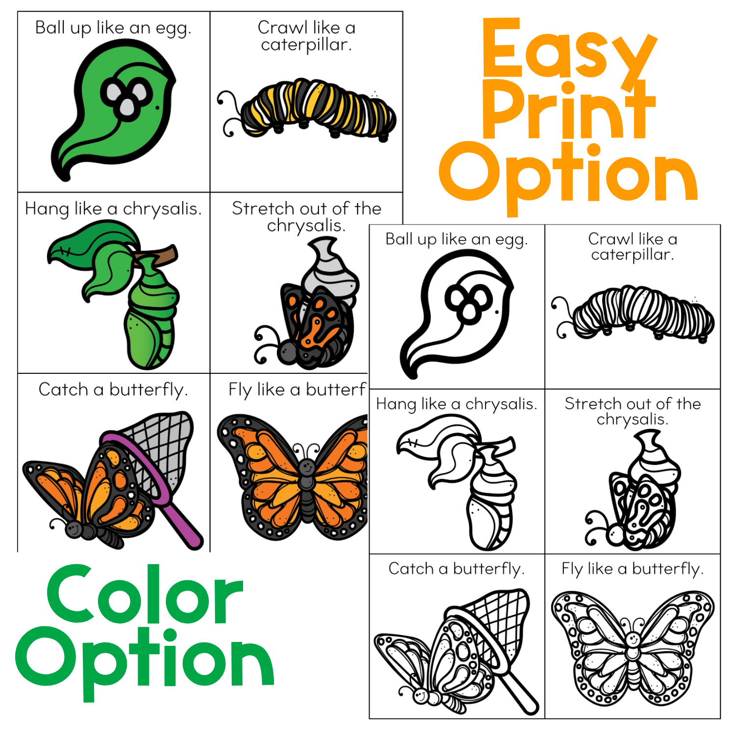 Brain break ideas with butterflies theme