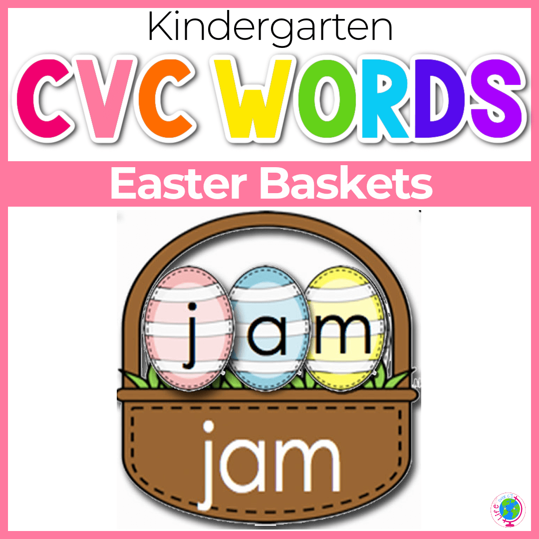 Easter basket CVC words for kindergarten