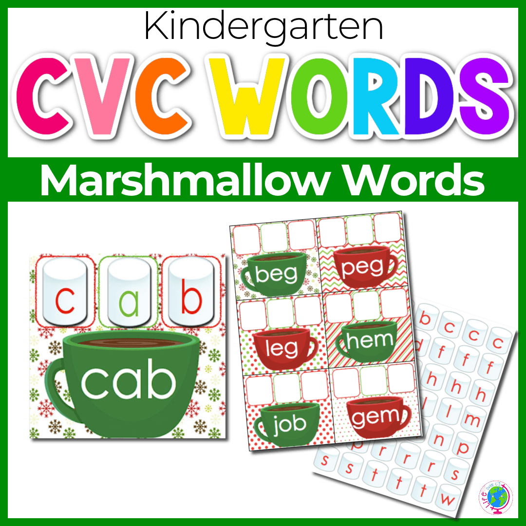 CVC marshmallow words for kindergarten sight words