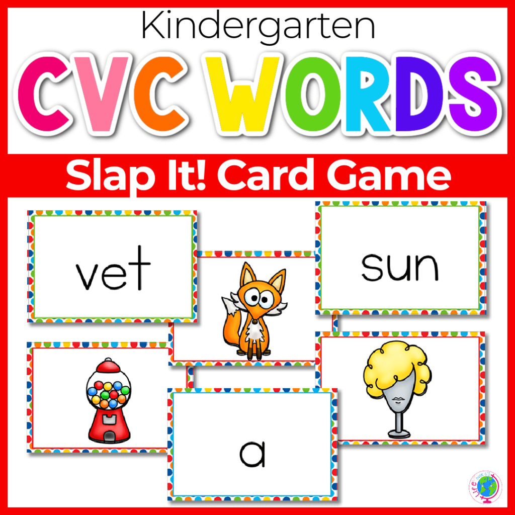 CVC words Slap it! card game for kindergarten