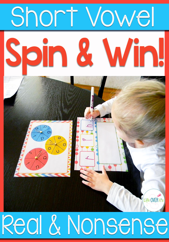 Spin and win real and nonsense short vowel words