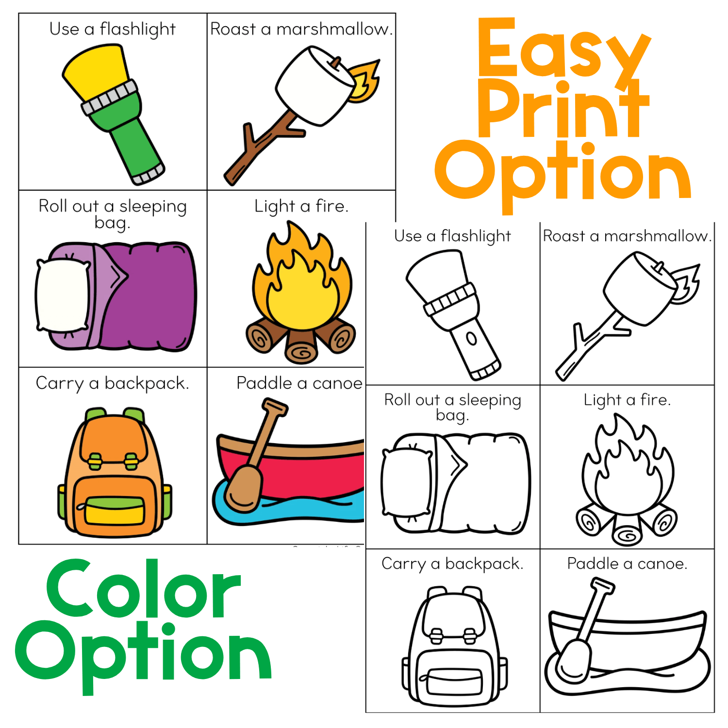 Brain break activities with summer camping theme