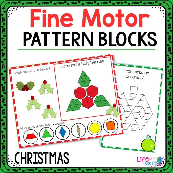 Christmas fine motor pattern blocks mats