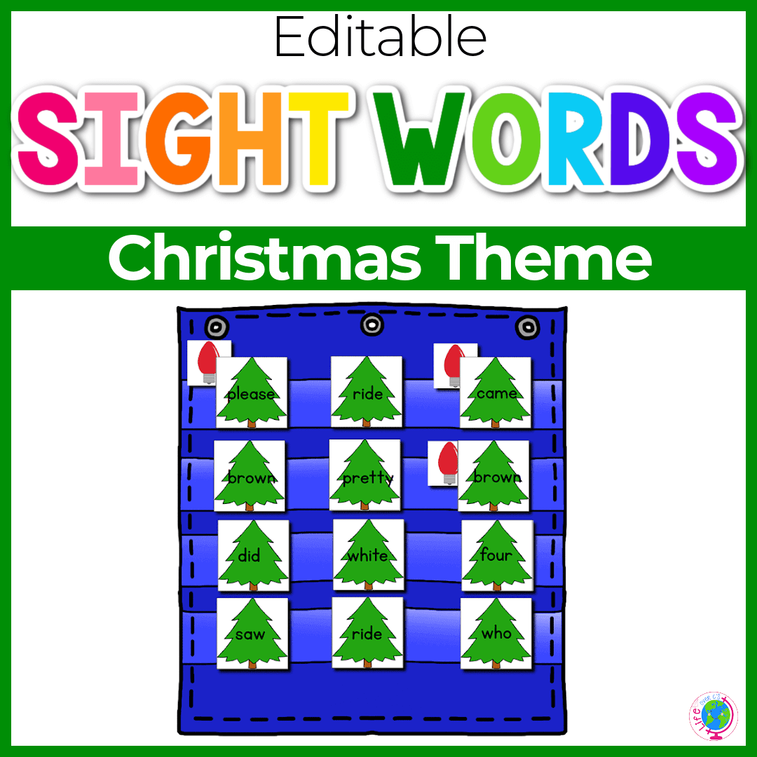 Sight Word Editable Hide & Seek Pocket Chart Cards | Christmas Theme