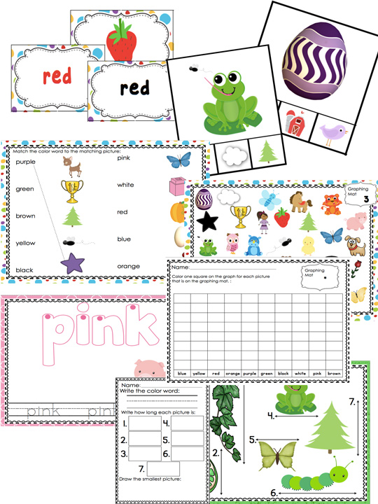 Color recognition activity pack for preschool students