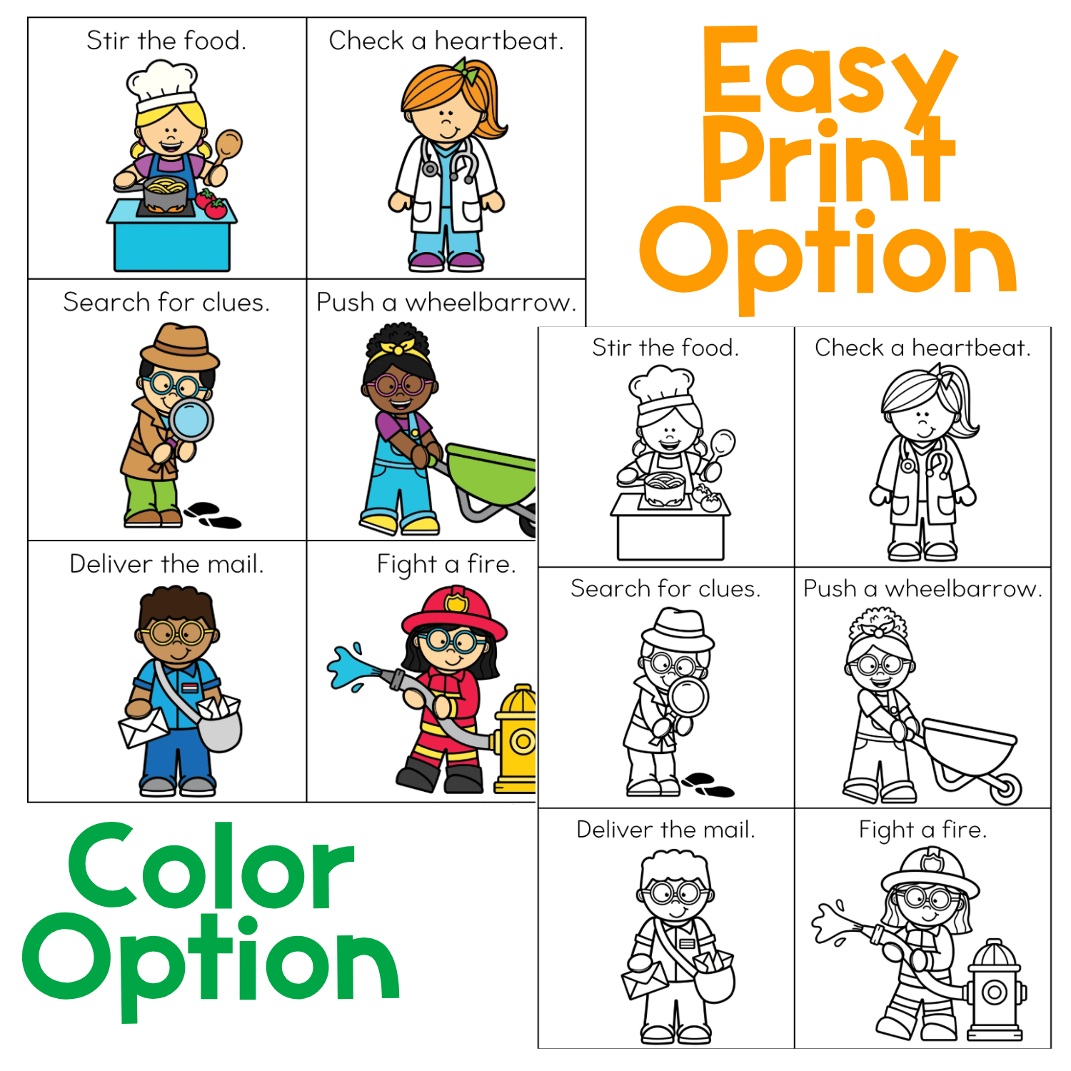 Brain break ideas with community helpers theme