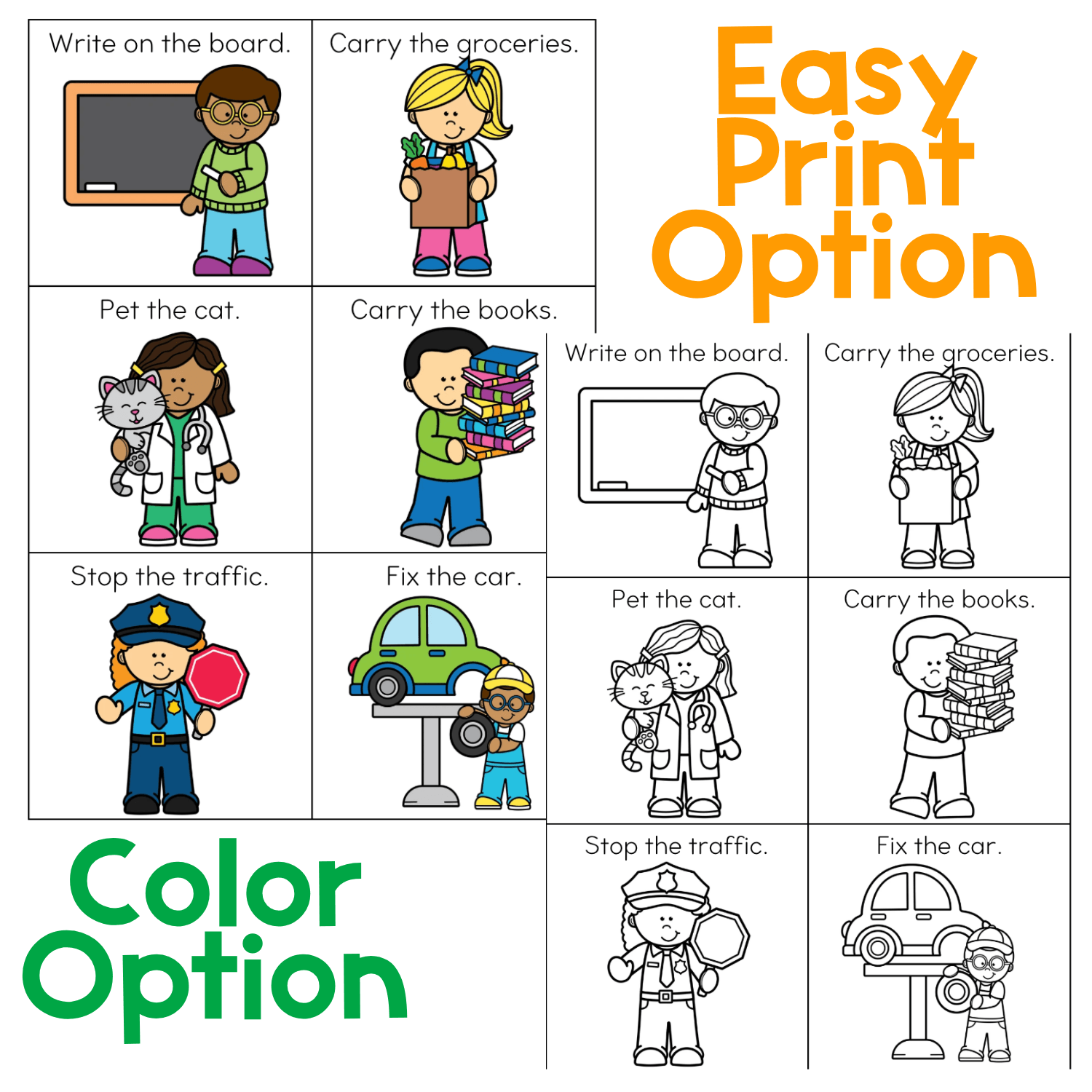 Community helpers themed brain break activities