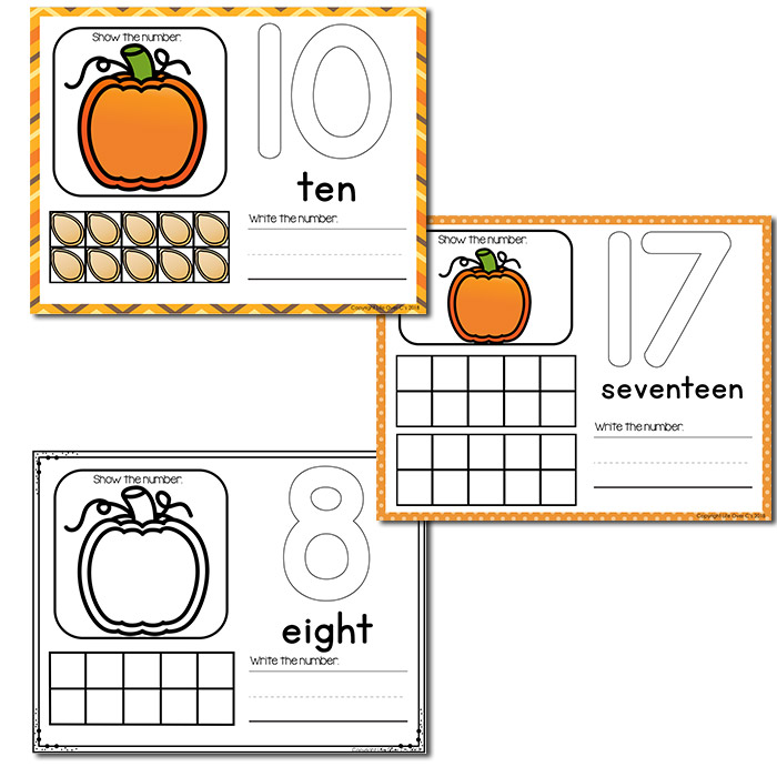 Numbers 1-20 counting activities with pumpkin theme