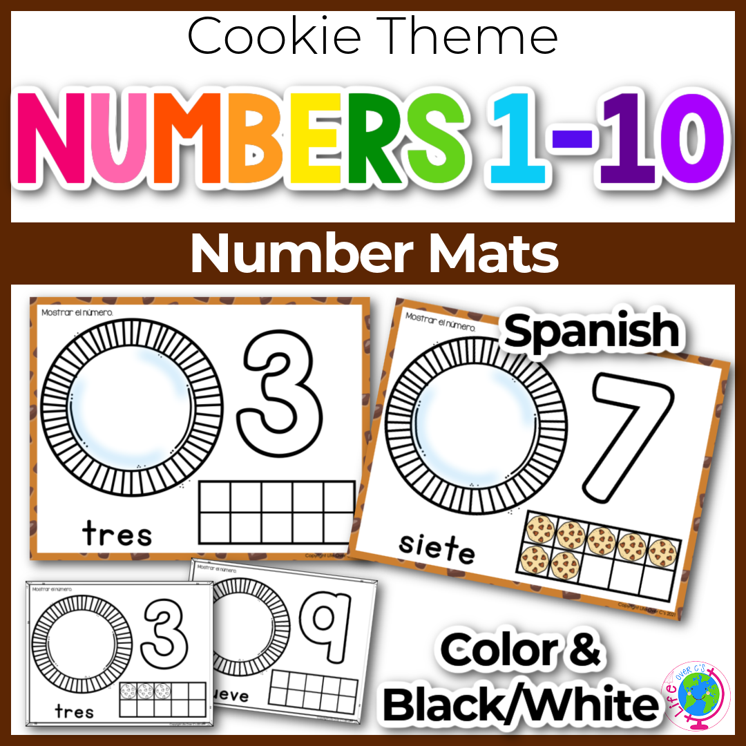 Number Counting Mats 1-10: Cookie Theme Spanish