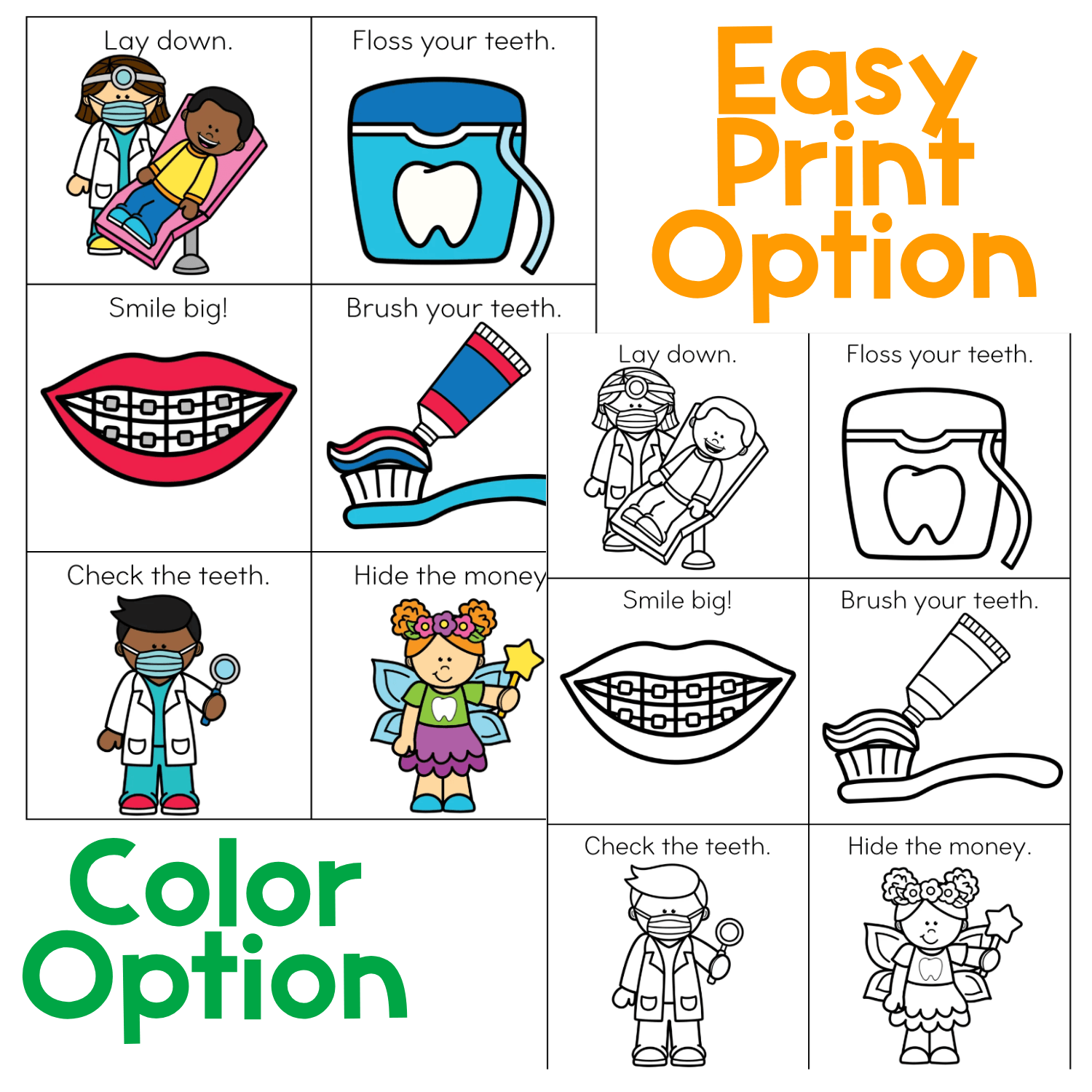 Brain break cubes with dentist theme
