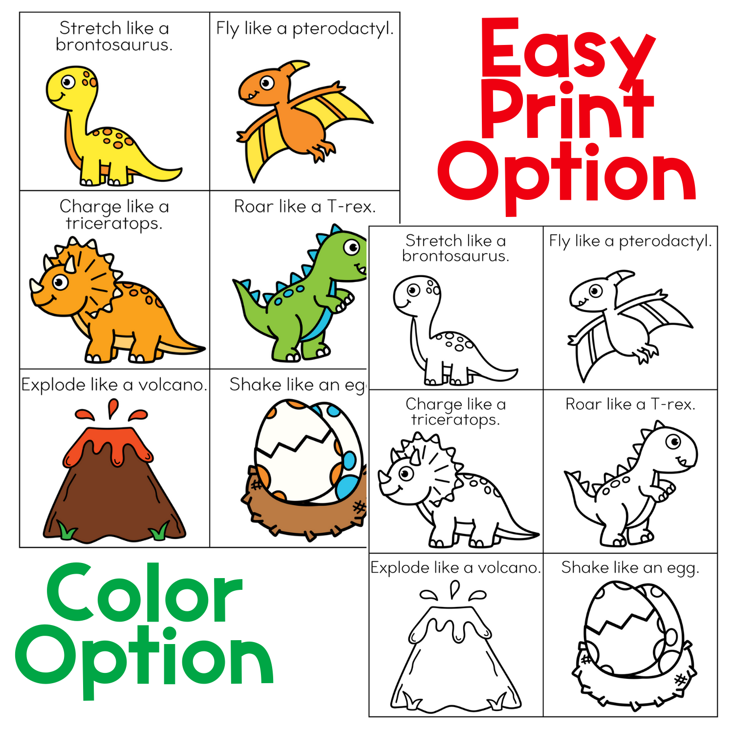 Dinosaur themed brain break activities