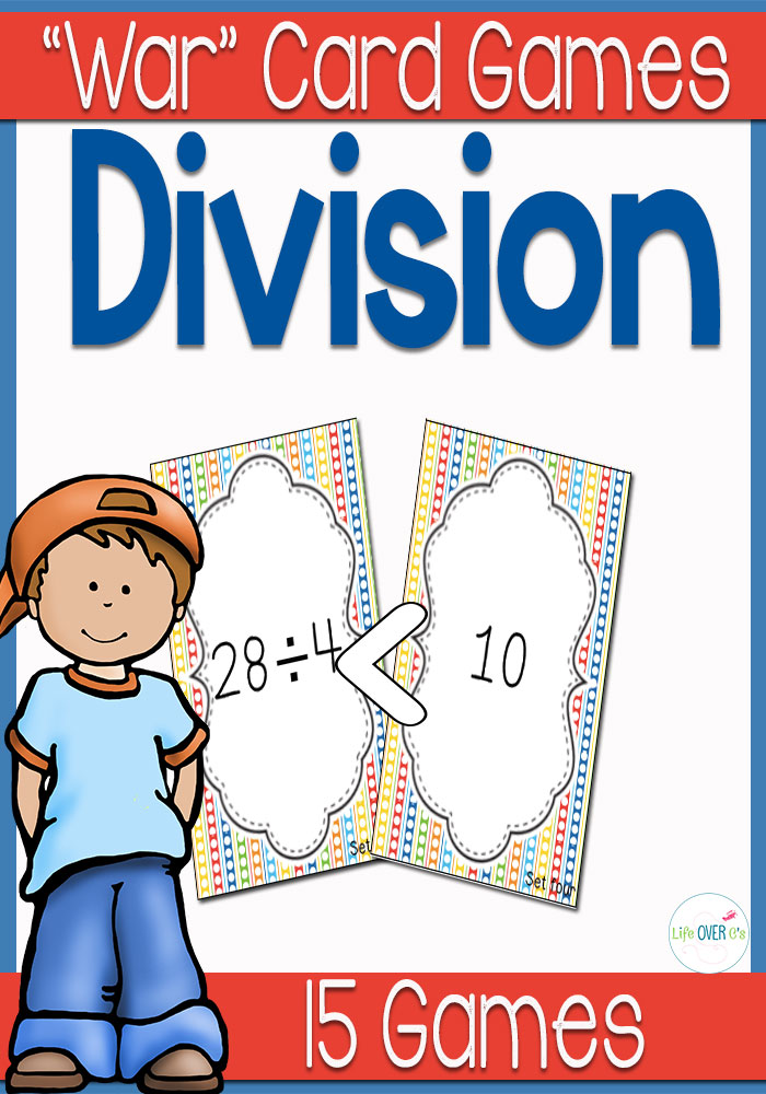 Division facts “War” card game math center