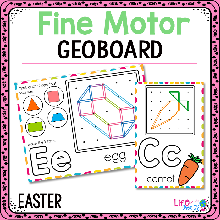 Fine motor geoboard with Easter spring theme