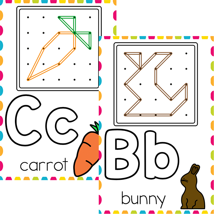 Geoboards for fine motor with spring Easter theme