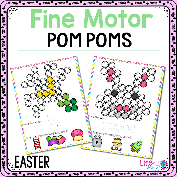 Fine Motor Mats Pom Poms: Easter