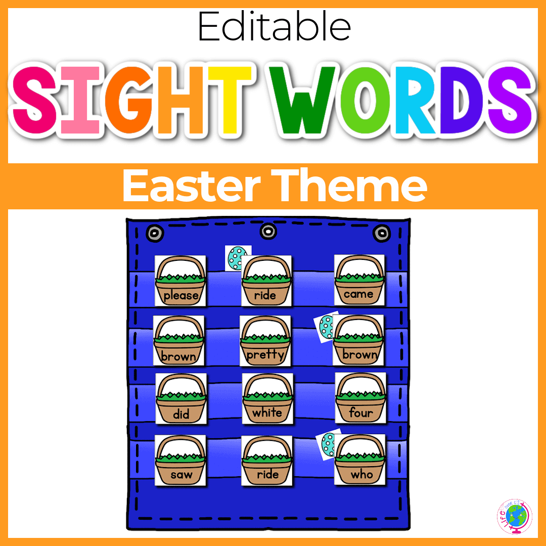 Sight Word Editable Hide & Seek Pocket Chart Cards | Easter Theme