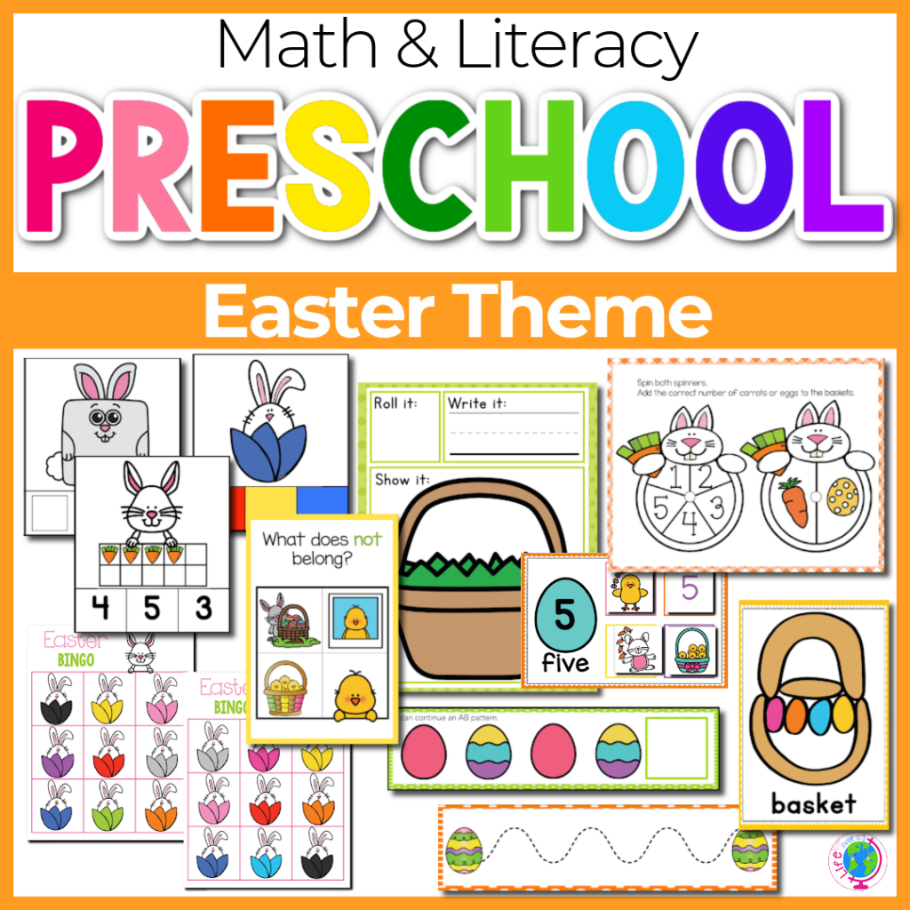 Easter math and literacy preschool activities