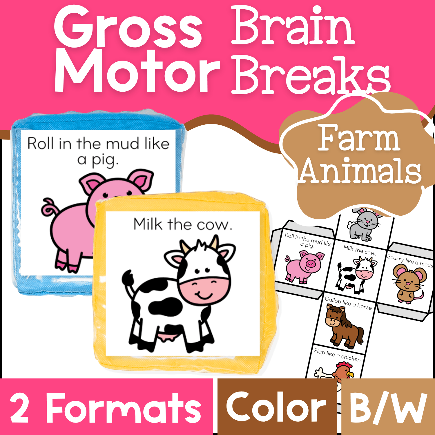 Brain break activities with farm animal theme