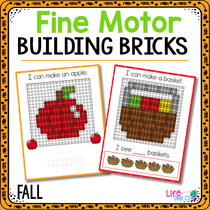 Fine motor building bricks with fall theme