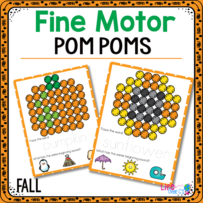 Fall fine motor pom pom activity