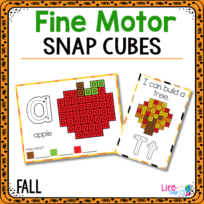 Fall fine motor snap cube mats