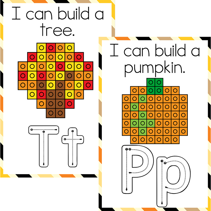 Snap cube mats with fall autumn theme for fine motor